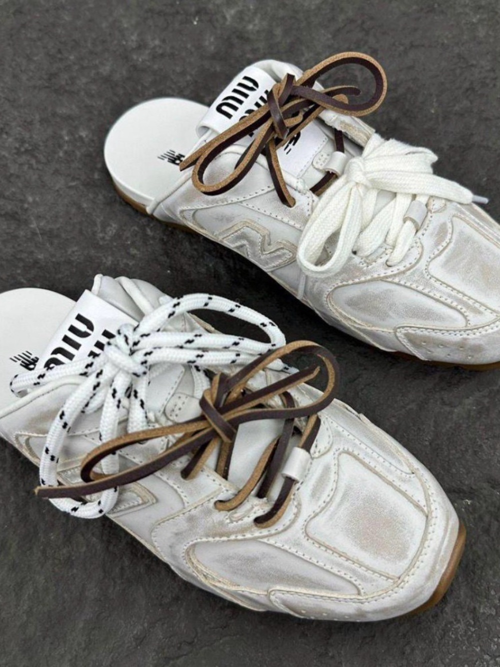 New Balance White Sneakers with Brown Accent Laces